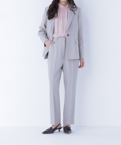 ◇メランジシャークスキン SETUP ストレートパンツ（スラックス