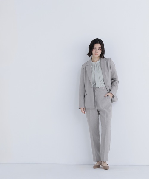 ◇メランジシャークスキン SETUP ストレートパンツ（スラックス