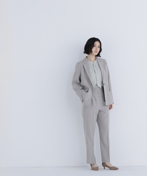 ◇メランジシャークスキン SETUP ストレートパンツ（スラックス