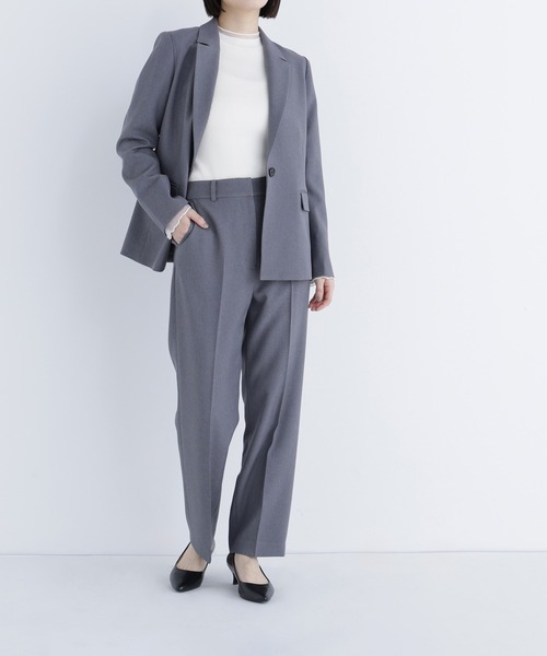 NATURAL BEAUTY BASIC（ナチュラルビューティーベーシック）の「◇メランジシャークスキン SETUP ストレートパンツ（スラックス・レディース・グレー/ベージュ・MEDIUM/SMALL/LARGE）」の4枚目の写真