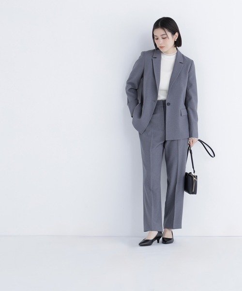 NATURAL BEAUTY BASIC（ナチュラルビューティーベーシック）の「◇メランジシャークスキン SETUP ストレートパンツ（スラックス・レディース・グレー/ベージュ・MEDIUM/SMALL/LARGE）」の7枚目の写真