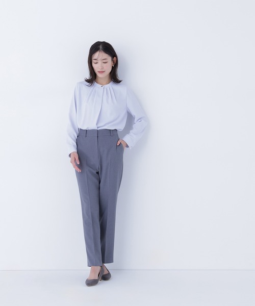 ◇メランジシャークスキン SETUP ストレートパンツ（スラックス