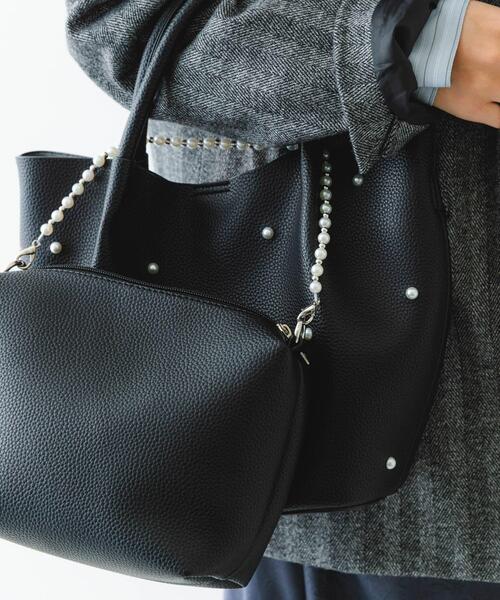RODE SKO(ロデスコ)の「インバッグ付パールバッグ(ハンドバッグ・レディース・グレー/ブラック・ONE)」の6枚目の写真