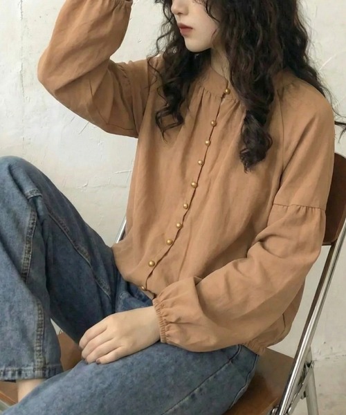 cammie（キャミー）の「バルーンスリーブシャツ（シャツ/ブラウス・レディース・ホワイト/ブラウン・M/L）」の13枚目の写真
