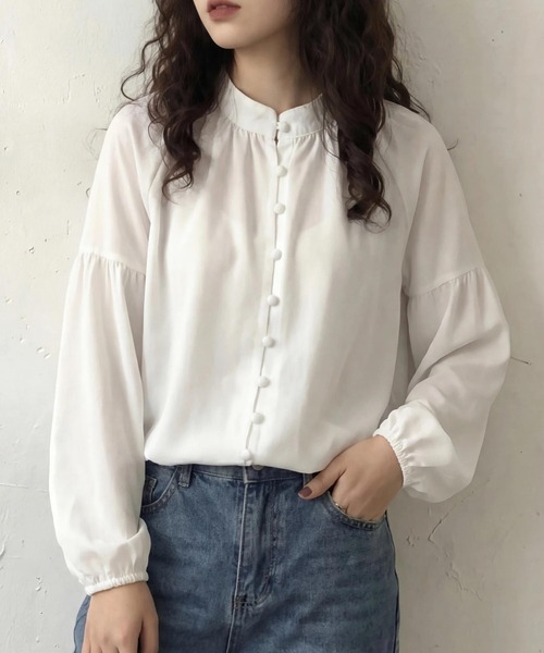 cammie（キャミー）の「バルーンスリーブシャツ（シャツ/ブラウス・レディース・ホワイト/ブラウン・M/L）」の3枚目の写真
