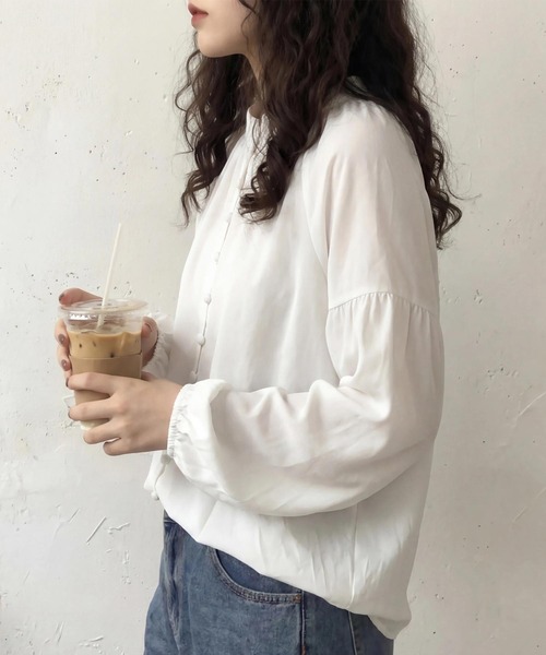 cammie（キャミー）の「バルーンスリーブシャツ（シャツ/ブラウス・レディース・ホワイト/ブラウン・M/L）」の7枚目の写真