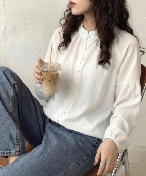 cammie（キャミー）の「バルーンスリーブシャツ（シャツ/ブラウス・レディース・ホワイト/ブラウン・M/L）」の8枚目の写真