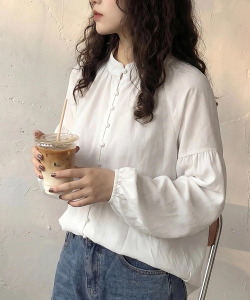 cammie（キャミー）の「バルーンスリーブシャツ（シャツ/ブラウス・レディース・ホワイト/ブラウン・M/L）」の4枚目の写真
