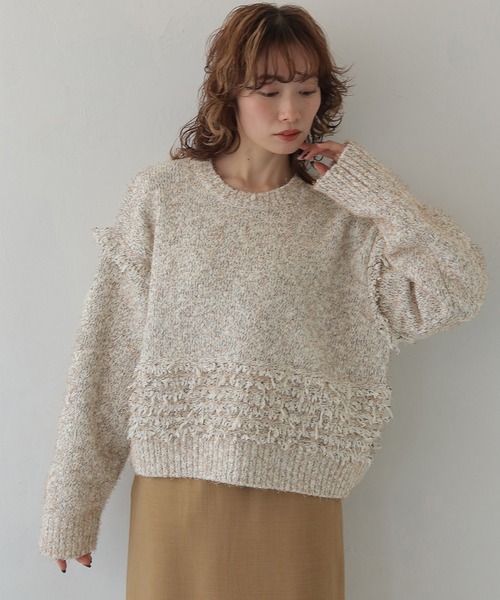 CLEIO(クレイオ)の「【CLEIO】裾ループ編みニット HEM LOOP KNIT/986-14620(ニット/セーター・レディース・ブラウン/ホワイト系その他/グレー・FREE)」の2枚目の写真