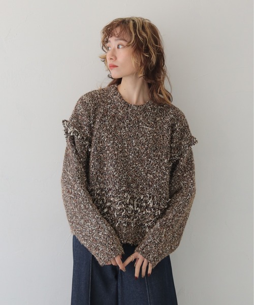 CLEIO(クレイオ)の「【CLEIO】裾ループ編みニット HEM LOOP KNIT/986-14620(ニット/セーター・レディース・ブラウン/ホワイト系その他/グレー・FREE)」の10枚目の写真