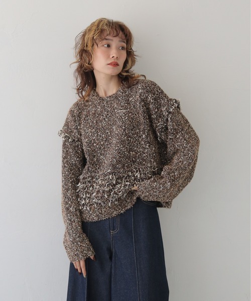 CLEIO(クレイオ)の「【CLEIO】裾ループ編みニット HEM LOOP KNIT/986-14620(ニット/セーター・レディース・ブラウン/ホワイト系その他/グレー・FREE)」の13枚目の写真