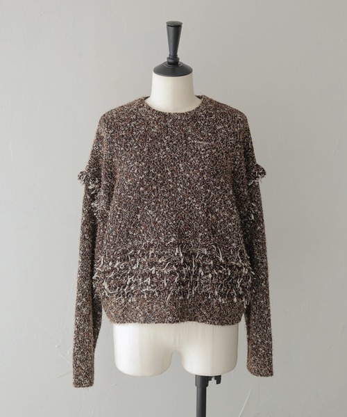 CLEIO(クレイオ)の「【CLEIO】裾ループ編みニット HEM LOOP KNIT/986-14620(ニット/セーター・レディース・ブラウン/ホワイト系その他/グレー・FREE)」の6枚目の写真