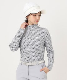 小紋柄プリントP長袖モックT