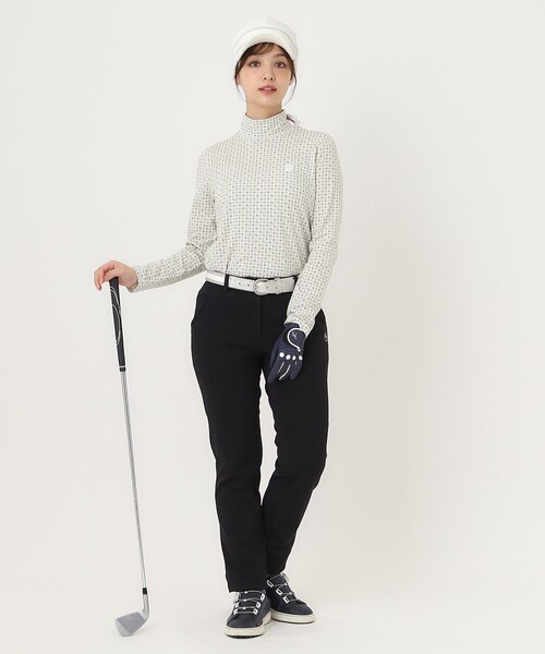 adabat(アダバット)の「小紋柄プリントP長袖モックT(Tシャツ/カットソー・レディース・ネイビー系/イエロー系・42/40/38)」の9枚目の写真