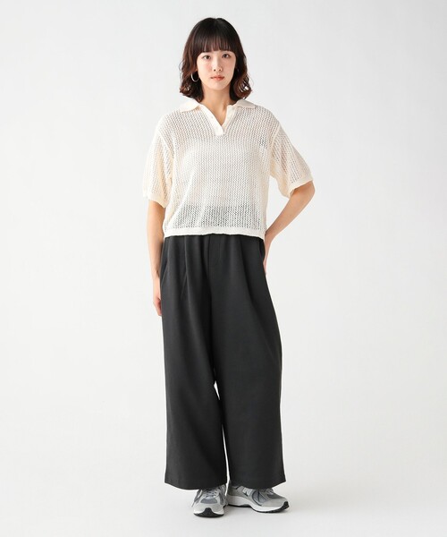 BEAMS HEART(ビームスハート)の「メッシュ ニット ポロシャツ(ポロシャツ・レディース・ホワイト系その他5/ダークブラウン/レッド・FREE)」の5枚目の写真