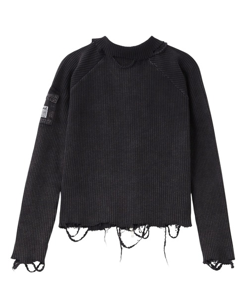X-girl（エックスガール）の「DISTRESSED WOVEN MIX ZIP UP TOP（Tシャツ/カットソー・レディース・ブラック/オリーブ・ONE SIZE）」の8枚目の写真