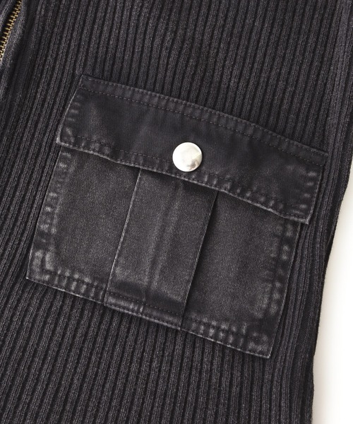 X-girl（エックスガール）の「DISTRESSED WOVEN MIX ZIP UP TOP（Tシャツ/カットソー・レディース・ブラック/オリーブ・ONE SIZE）」の12枚目の写真