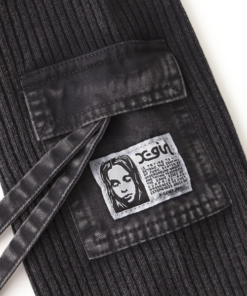 X-girl（エックスガール）の「DISTRESSED WOVEN MIX ZIP UP TOP（Tシャツ/カットソー・レディース・ブラック/オリーブ・ONE SIZE）」の14枚目の写真
