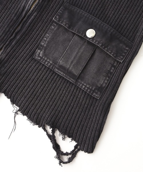 X-girl（エックスガール）の「DISTRESSED WOVEN MIX ZIP UP TOP（Tシャツ/カットソー・レディース・ブラック/オリーブ・ONE SIZE）」の16枚目の写真