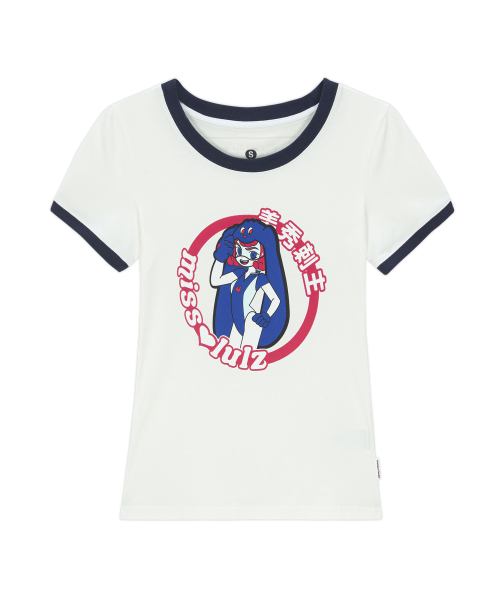 MISSLULZ(ミスルールズ)の「Future Friend Slim Fit T-Shirt Cloud White(Tシャツ/カットソー・レディース・マルチ/ダークパープル/ストーン・X-SMALL/SMALL/MEDIUM)」の10枚目の写真
