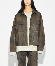 TONSIL（トンスル）の「ダーティウォッシングシャツジャケットカーキ（デニムジャケット）」