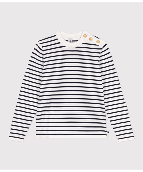 PETIT BATEAU(プチバトー)の「ニットプルオーバー(ニット/セーター・レディース・ホワイト×ネイビー・XX-SMALL/X-SMALL/SMALL/MEDIUM)」の6枚目の写真