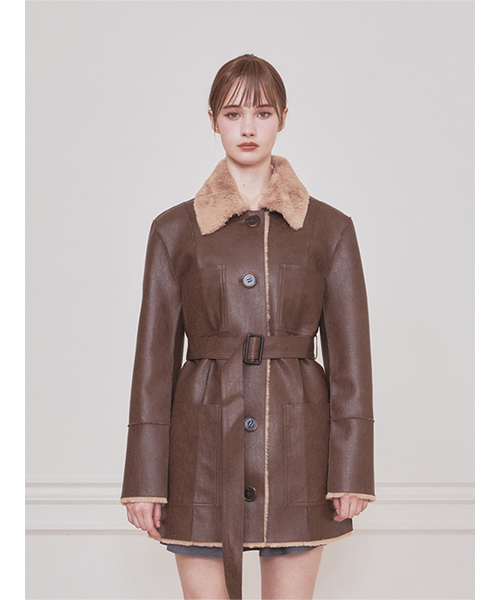 NOT YOUR ROSE(ノットユアローズ)の「リバーシブルレザームートン(ブラウン)(ムートンコート・レディース・その他・SMALL/MEDIUM)」の1枚目の写真