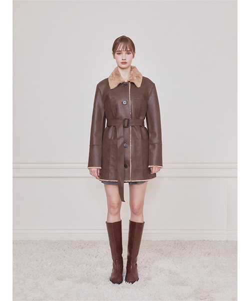 NOT YOUR ROSE(ノットユアローズ)の「リバーシブルレザームートン(ブラウン)(ムートンコート・レディース・その他・SMALL/MEDIUM)」の2枚目の写真