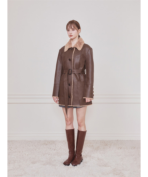 NOT YOUR ROSE(ノットユアローズ)の「リバーシブルレザームートン(ブラウン)(ムートンコート・レディース・その他・SMALL/MEDIUM)」の3枚目の写真