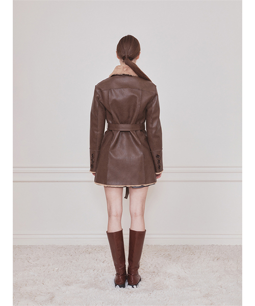 NOT YOUR ROSE(ノットユアローズ)の「リバーシブルレザームートン(ブラウン)(ムートンコート・レディース・その他・SMALL/MEDIUM)」の4枚目の写真