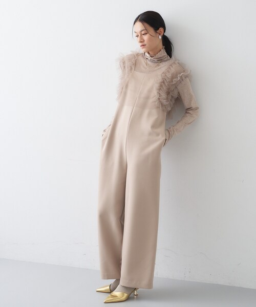 cloenc（クロエンス）の「【セットアイテム／オケージョン／手洗い可】フリルチュールボレロセットオールインワン（サロペット/オーバーオール・レディース・ブラック/ライトベージュ・01/02）」の5枚目の写真