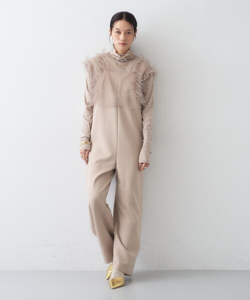 cloenc（クロエンス）の「【セットアイテム／オケージョン／手洗い可】フリルチュールボレロセットオールインワン（サロペット/オーバーオール・レディース・ブラック/ライトベージュ・01/02）」の6枚目の写真