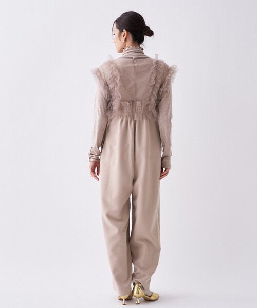 cloenc（クロエンス）の「【セットアイテム／オケージョン／手洗い可】フリルチュールボレロセットオールインワン（サロペット/オーバーオール・レディース・ブラック/ライトベージュ・01/02）」の7枚目の写真