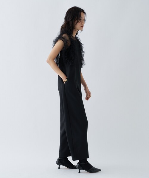 cloenc（クロエンス）の「【セットアイテム／オケージョン／手洗い可】フリルチュールボレロセットオールインワン（サロペット/オーバーオール・レディース・ブラック/ライトベージュ・01/02）」の11枚目の写真