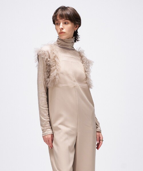 cloenc（クロエンス）の「【セットアイテム／オケージョン／手洗い可】フリルチュールボレロセットオールインワン（サロペット/オーバーオール・レディース・ブラック/ライトベージュ・01/02）」の22枚目の写真