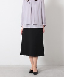【L~5L 大きいサイズ】コンパクトツイルストレッチソフトAライン切替えスカート