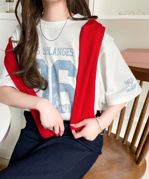 Java（ジャバ）の「《JaVaジャバコラボ》大人のカジュアルスタイルを格上げ。綿100%ナンバリングTシャツ (半袖)（Tシャツ/カットソー・レディース・チャコール/オートミール/ブラウン/ホワイト×ブラウン/ホワイト×ブルー・LARGE/MEDIUM/SMALL/X-LARGE）」の13枚目の写真