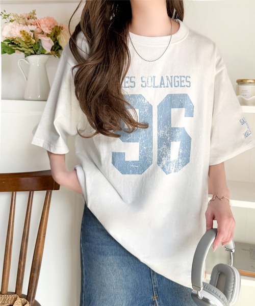 Java（ジャバ）の「《JaVaジャバコラボ》大人のカジュアルスタイルを格上げ。綿100%ナンバリングTシャツ (半袖)（Tシャツ/カットソー・レディース・チャコール/オートミール/ブラウン/ホワイト×ブラウン/ホワイト×ブルー・LARGE/MEDIUM/SMALL/X-LARGE）」の11枚目の写真