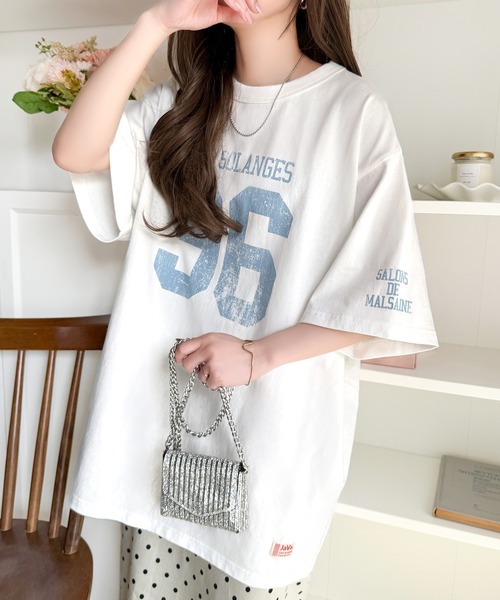 Java（ジャバ）の「《JaVaジャバコラボ》大人のカジュアルスタイルを格上げ。綿100%ナンバリングTシャツ (半袖)（Tシャツ/カットソー・レディース・チャコール/オートミール/ブラウン/ホワイト×ブラウン/ホワイト×ブルー・LARGE/MEDIUM/SMALL/X-LARGE）」の12枚目の写真