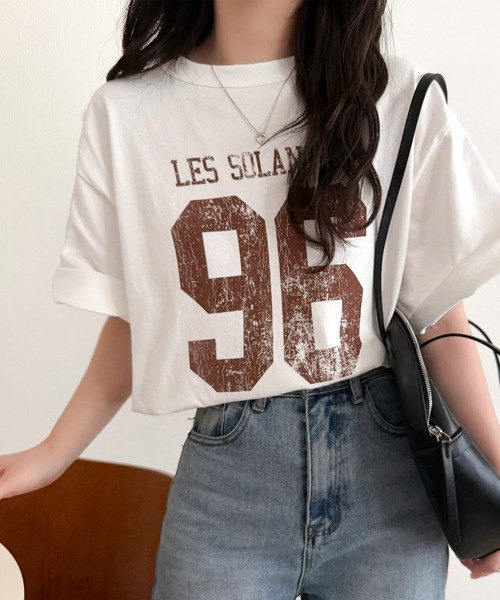 Java（ジャバ）の「《JaVaジャバコラボ》大人のカジュアルスタイルを格上げ。綿100%ナンバリングTシャツ (半袖)（Tシャツ/カットソー・レディース・チャコール/オートミール/ブラウン/ホワイト×ブラウン/ホワイト×ブルー・LARGE/MEDIUM/SMALL/X-LARGE）」の16枚目の写真