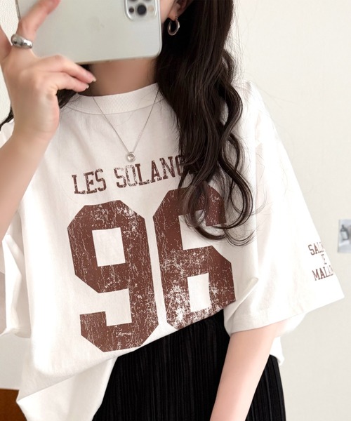 Java（ジャバ）の「《JaVaジャバコラボ》大人のカジュアルスタイルを格上げ。綿100%ナンバリングTシャツ (半袖)（Tシャツ/カットソー・レディース・チャコール/オートミール/ブラウン/ホワイト×ブラウン/ホワイト×ブルー・LARGE/MEDIUM/SMALL/X-LARGE）」の14枚目の写真