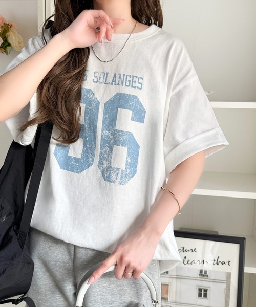 Java（ジャバ）の「《JaVaジャバコラボ》大人のカジュアルスタイルを格上げ。綿100%ナンバリングTシャツ (半袖)（Tシャツ/カットソー・レディース・チャコール/オートミール/ブラウン/ホワイト×ブラウン/ホワイト×ブルー・LARGE/MEDIUM/SMALL/X-LARGE）」の9枚目の写真