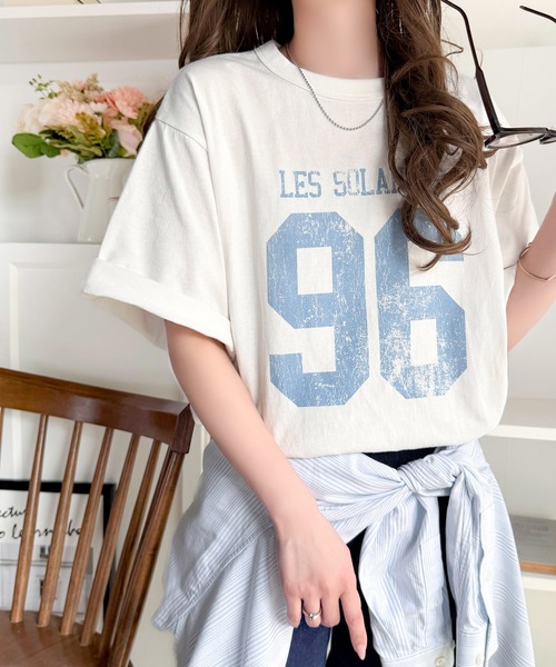 Java（ジャバ）の「《JaVaジャバコラボ》大人のカジュアルスタイルを格上げ。綿100%ナンバリングTシャツ (半袖)（Tシャツ/カットソー・レディース・チャコール/オートミール/ブラウン/ホワイト×ブラウン/ホワイト×ブルー・LARGE/MEDIUM/SMALL/X-LARGE）」の10枚目の写真