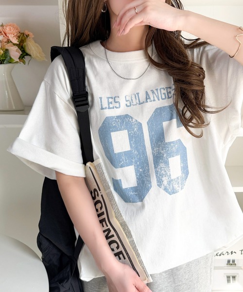 Java（ジャバ）の「《JaVaジャバコラボ》大人のカジュアルスタイルを格上げ。綿100%ナンバリングTシャツ (半袖)（Tシャツ/カットソー・レディース・チャコール/オートミール/ブラウン/ホワイト×ブラウン/ホワイト×ブルー・LARGE/MEDIUM/SMALL/X-LARGE）」の6枚目の写真