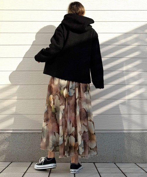 Q(キュー)の「フラワープリントスカート(スカート・レディース・ブルー系その他/ブラウン系その他・MEDIUM)」の8枚目の写真