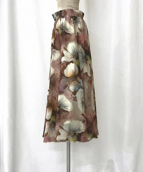 Q(キュー)の「フラワープリントスカート(スカート・レディース・ブルー系その他/ブラウン系その他・MEDIUM)」の12枚目の写真