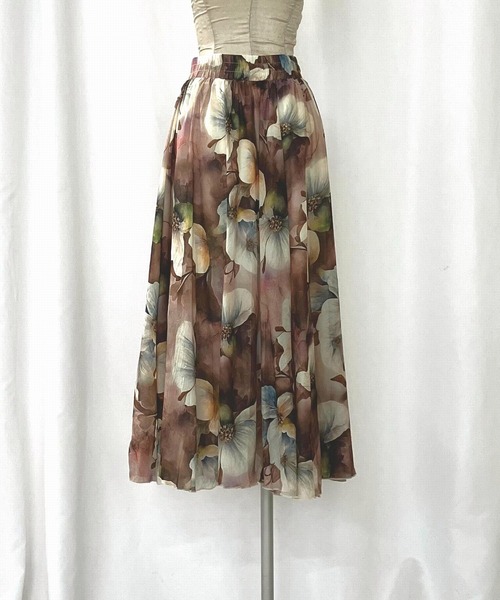 Q(キュー)の「フラワープリントスカート(スカート・レディース・ブルー系その他/ブラウン系その他・MEDIUM)」の13枚目の写真