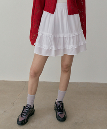 ASP DOUBLE LACE MINI SKIRT WHITE