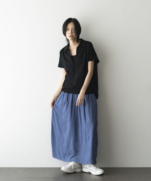 GARAGE OF GOOD CLOTHING（ガレージオブグッドクロージング）の「【日本製】ポロ襟スキッパープルオーバー（Tシャツ/カットソー・レディース・ホワイト/ブラック/ライトグレー・FREE）」の11枚目の写真