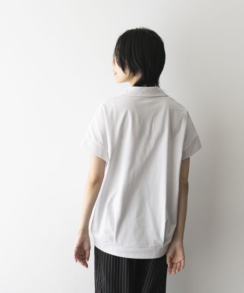 GARAGE OF GOOD CLOTHING（ガレージオブグッドクロージング）の「【日本製】ポロ襟スキッパープルオーバー（Tシャツ/カットソー・レディース・ホワイト/ブラック/ライトグレー・FREE）」の22枚目の写真